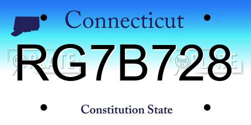 RG7B728 Connecticut License Plate