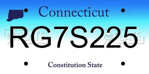 RG7S225 Connecticut License Plate