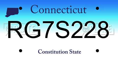 RG7S228 Connecticut License Plate