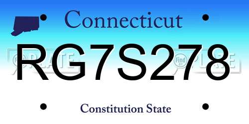 RG7S278 Connecticut License Plate