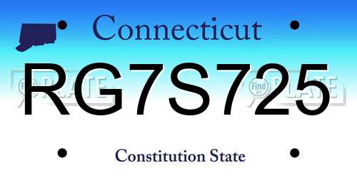RG7S725 Connecticut License Plate