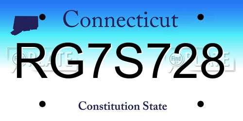 RG7S728 Connecticut License Plate