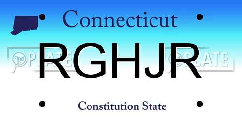 RGHJR Connecticut License Plate