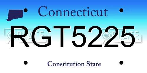 RGT5225 Connecticut License Plate