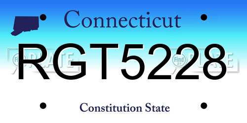 RGT5228 Connecticut License Plate
