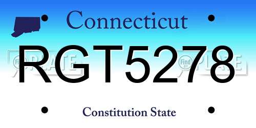 RGT5278 Connecticut License Plate