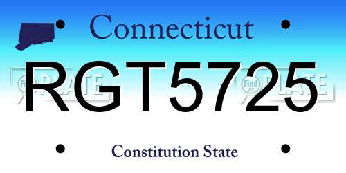RGT5725 Connecticut License Plate