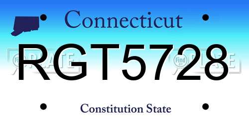RGT5728 Connecticut License Plate