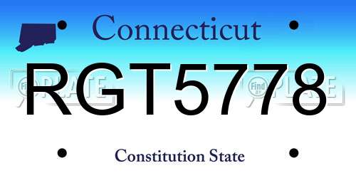 RGT5778 Connecticut License Plate