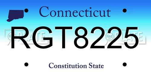 RGT8225 Connecticut License Plate