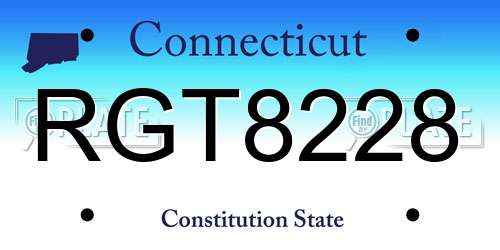 RGT8228 Connecticut License Plate