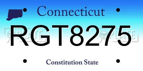 RGT8275 Connecticut License Plate