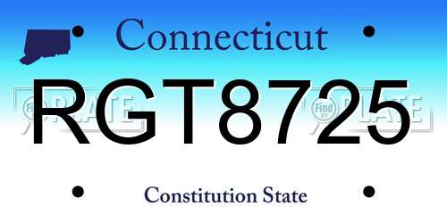 RGT8725 Connecticut License Plate