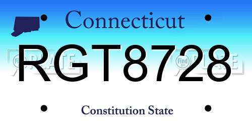 RGT8728 Connecticut License Plate