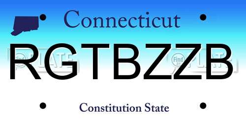RGTBZZB Connecticut License Plate