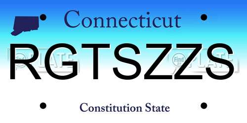 RGTSZZS Connecticut License Plate