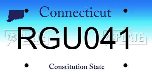 RGU041 Connecticut License Plate