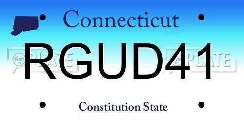 RGUD41 Connecticut License Plate