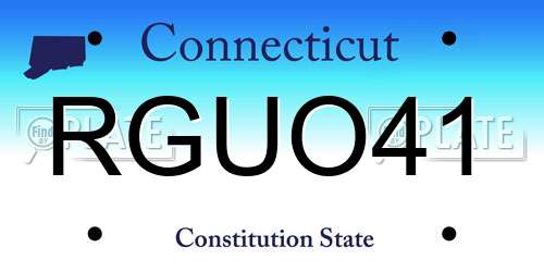 RGUO41 Connecticut License Plate