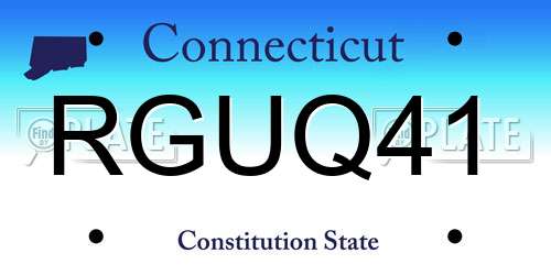 RGUQ41 Connecticut License Plate