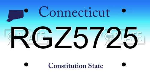 RGZ5725 Connecticut License Plate