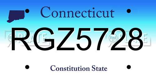 RGZ5728 Connecticut License Plate