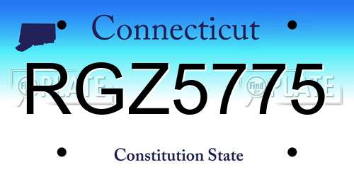 RGZ5775 Connecticut License Plate