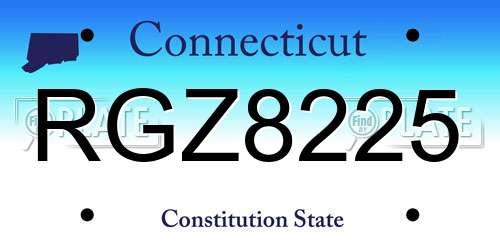 RGZ8225 Connecticut License Plate