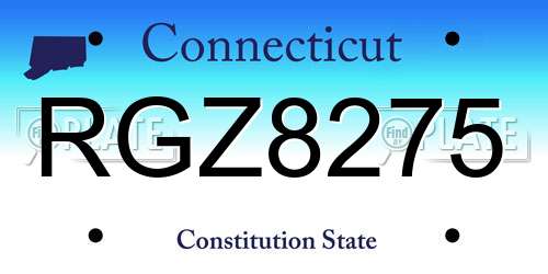 RGZ8275 Connecticut License Plate