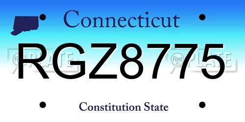 RGZ8775 Connecticut License Plate