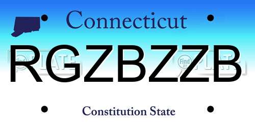 RGZBZZB Connecticut License Plate