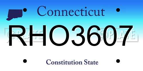 RHO3607 Connecticut License Plate