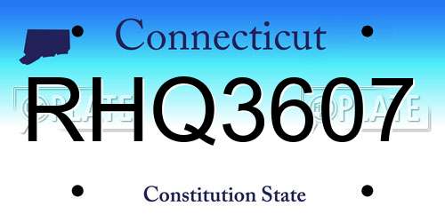 RHQ3607 Connecticut License Plate