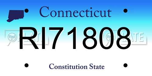 RI71808 Connecticut License Plate
