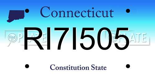 RI7I505 Connecticut License Plate
