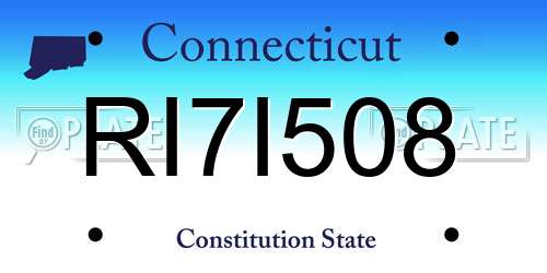 RI7I508 Connecticut License Plate