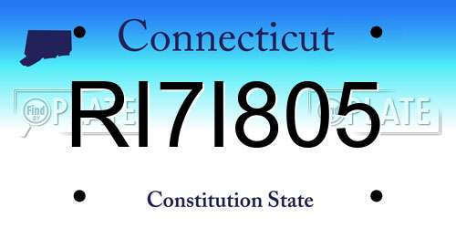 RI7I805 Connecticut License Plate