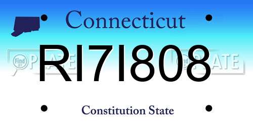 RI7I808 Connecticut License Plate