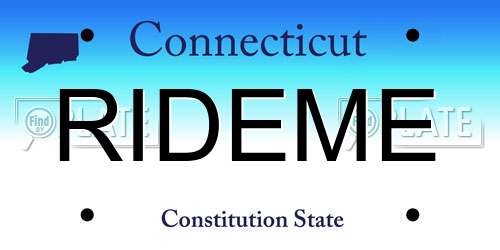 RIDEME Connecticut License Plate