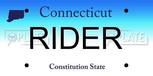 RIDER Connecticut License Plate