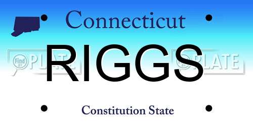 RIGGS Connecticut License Plate