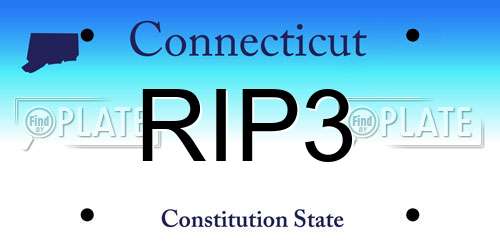 RIP3 Connecticut License Plate