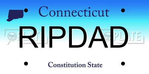 RIPDAD Connecticut License Plate