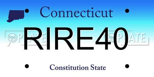 RIRE40 Connecticut License Plate