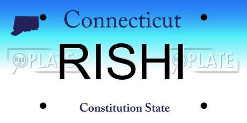 RISHI Connecticut License Plate