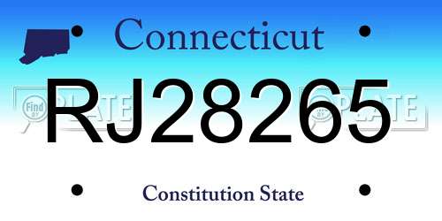 RJ28265 Connecticut License Plate
