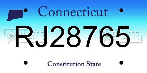 RJ28765 Connecticut License Plate