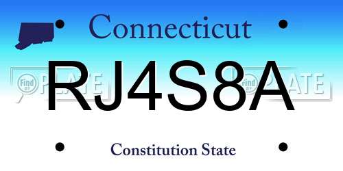 RJ4S8A Connecticut License Plate