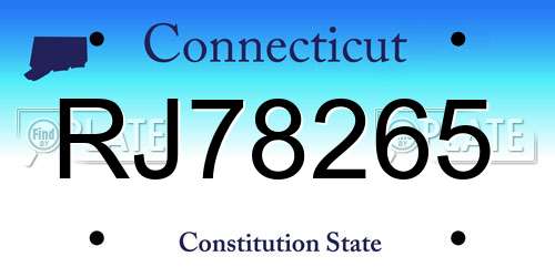 RJ78265 Connecticut License Plate