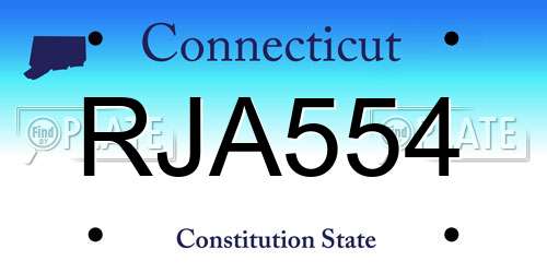 RJA554 Connecticut License Plate